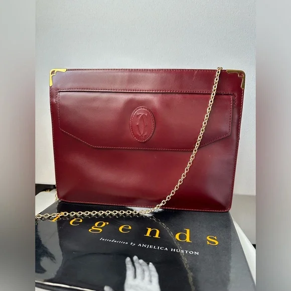 Cartier Vintage Bordeaux envelope Clutch leather bag - Picture 6 of 11